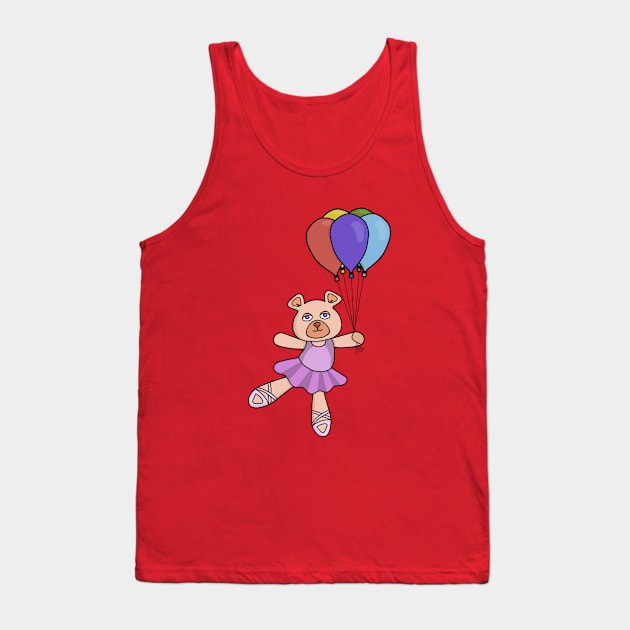 A little ballerina bear holding colorful balloons Tank Top by DiegoCarvalho